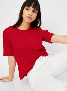 Red Colour Solid Cotton  T- Shirt