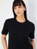 Black Colour Solid Cotton T- Shirt